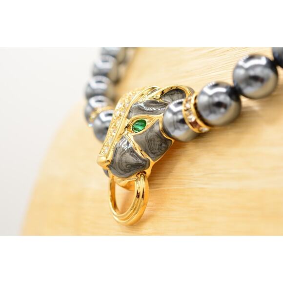 KJL Avon Duchess Windsor Necklace Panther Cabochon Green Eyes Signed 1980s Bin3B - Picture 9 of 12